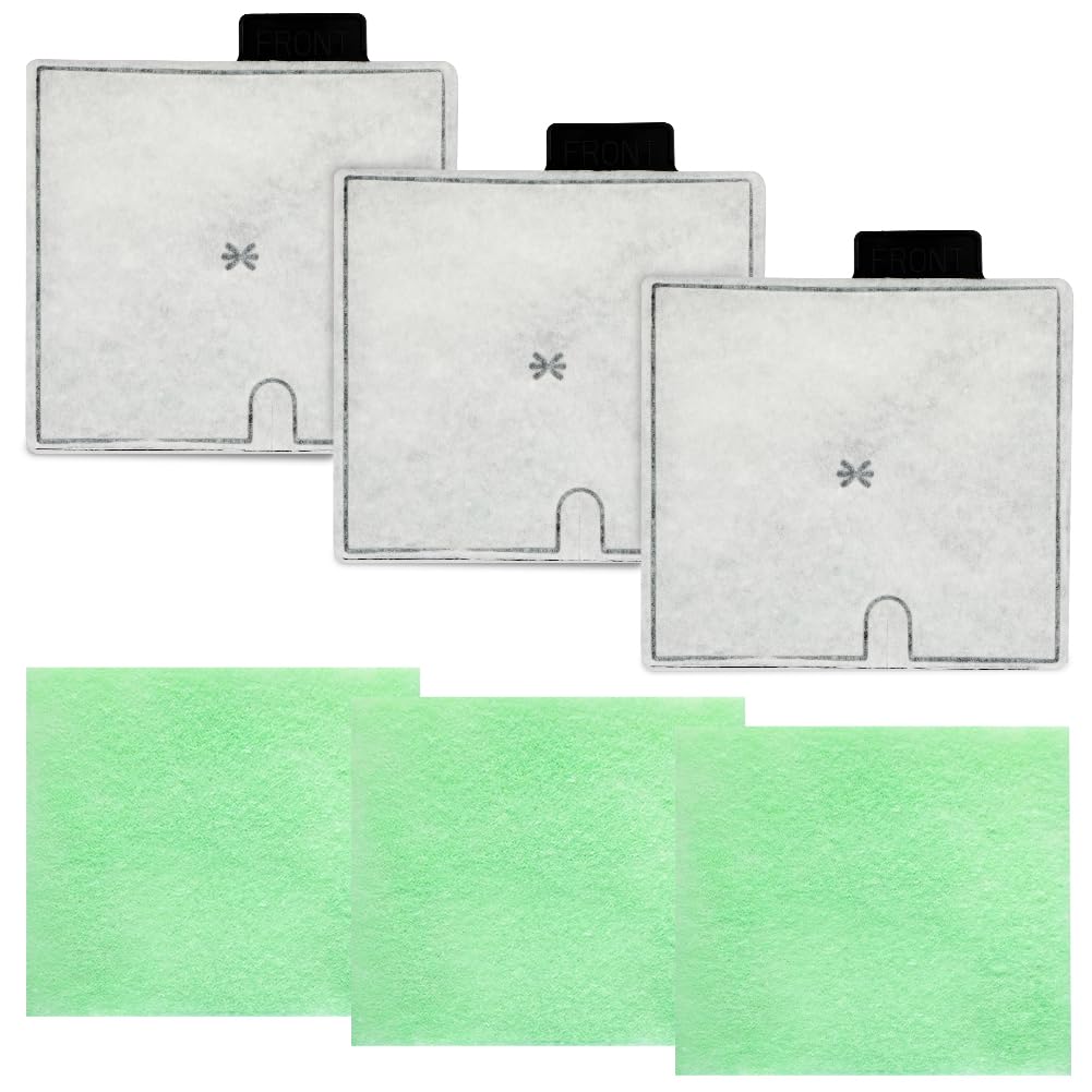 OSDUE CF2 Filter Service Pack 3 Month, Compatible with Interpet Internal CF2 Cartridge Filters, Fish Tank Filters Cartridges Kit (3 Filter Cartridges, 3 Algaway Pads)