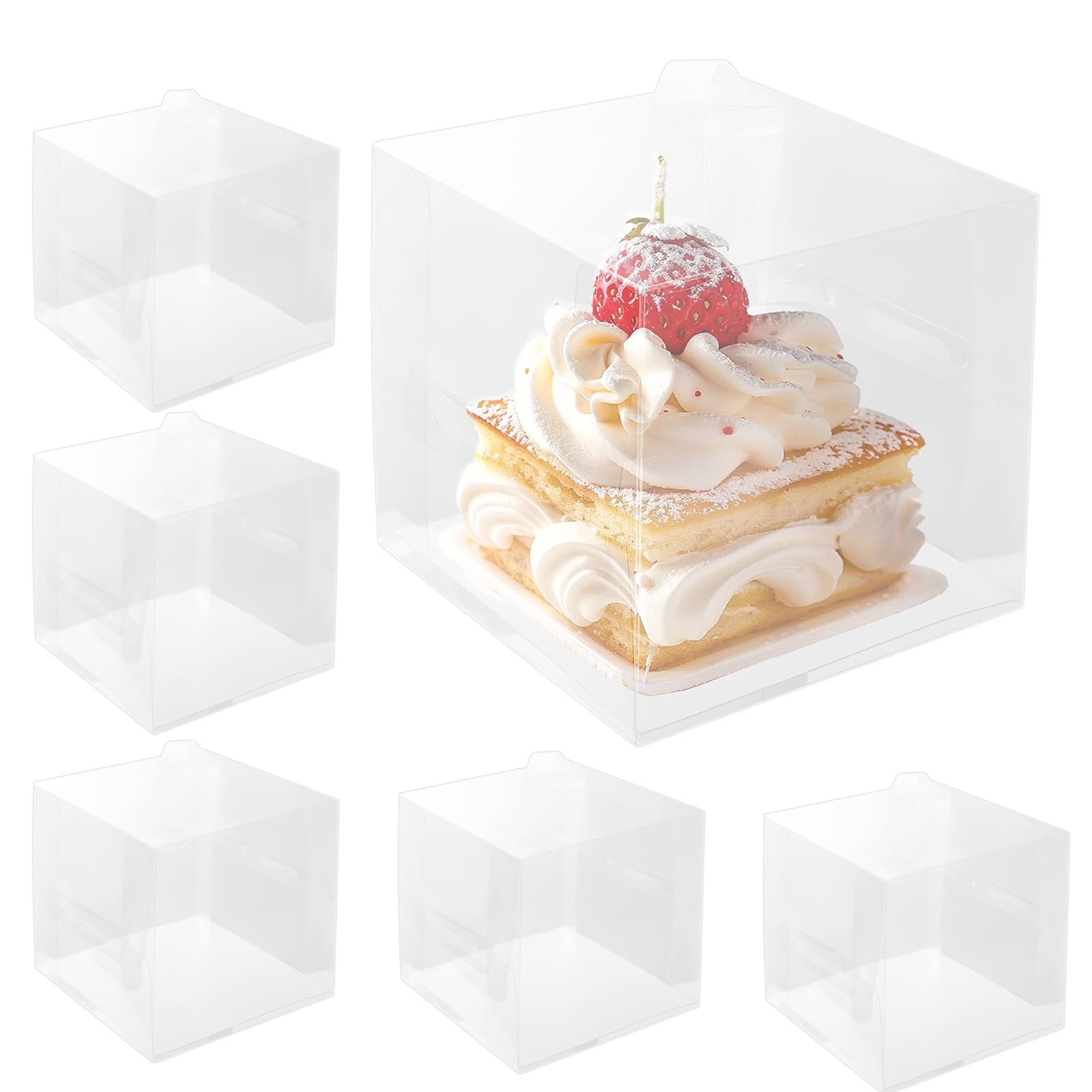 Amazon.com: CHENZEM 30 Pcs Clear Cake Box,4 Inch Bakery Boxes with