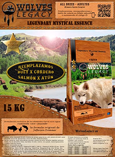 WOLVES LEGACY® Pienso Super Premium Adultos | Todas Las Razas pequeñas, Medianas y Grandes | Carne de Cordero (15kg)