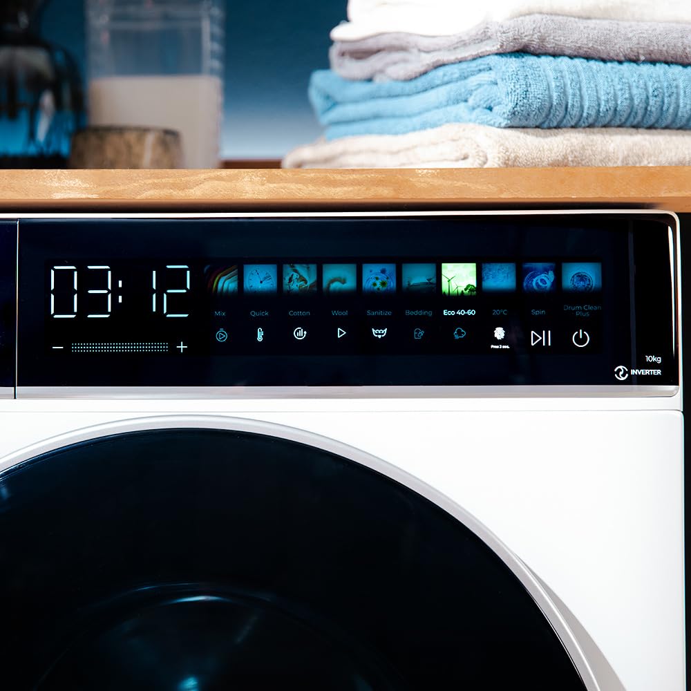 Cecotec Lave linge Frontal Bolero DressCode 10900 Inverter FullColor A, Machine à laver 10 kg, 1400 tr,min, écran 10,3", moteur Inverter, 11 programmes, SteamMax, classe A, Spa Care, Drum Clean Plus
