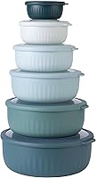 Vista 31 de COOK WITH COLOR Tazones de preparación con tapas - Juego de tazones pequeños de mezcla de plástico anchos y profundos anidables con tapas, juego