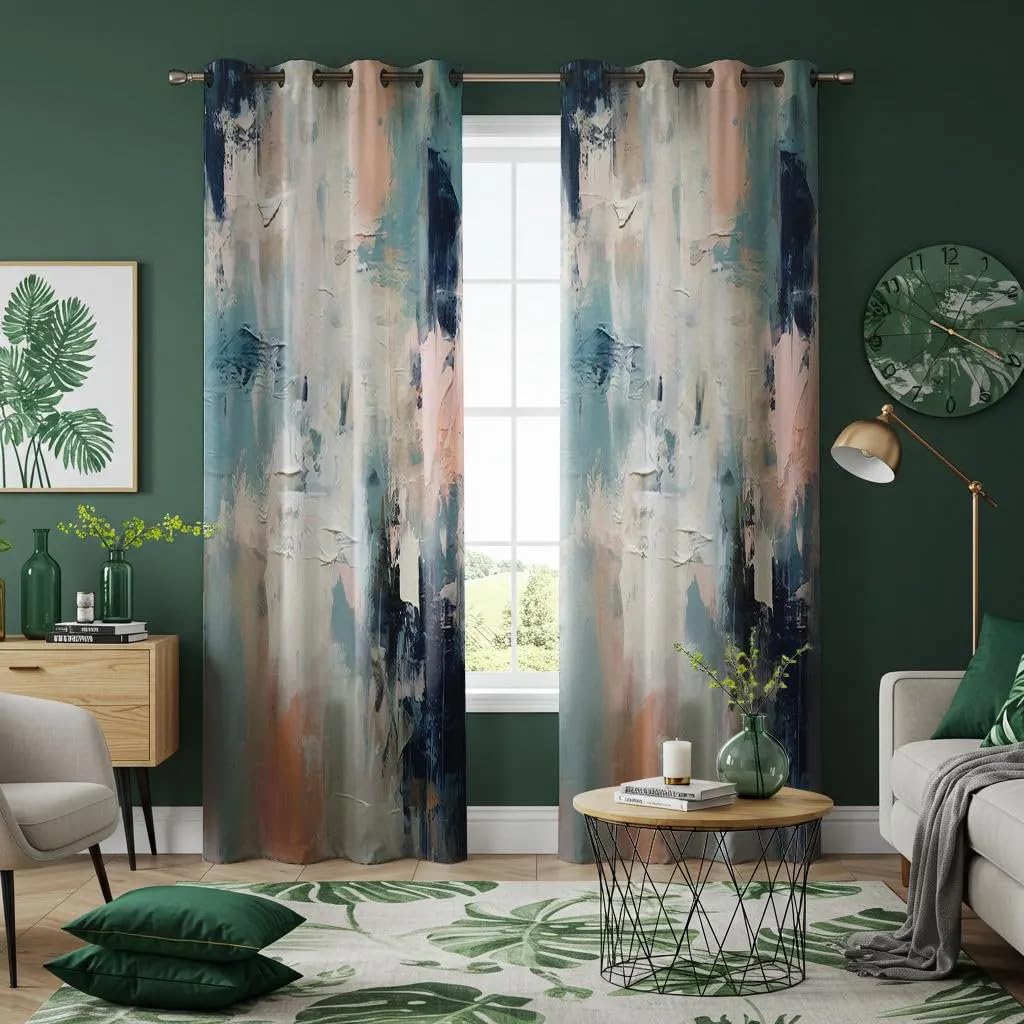 Rideaux Modernes Style Aquarelle pour Chambre | Ambiance Pastel Doux et Cosy