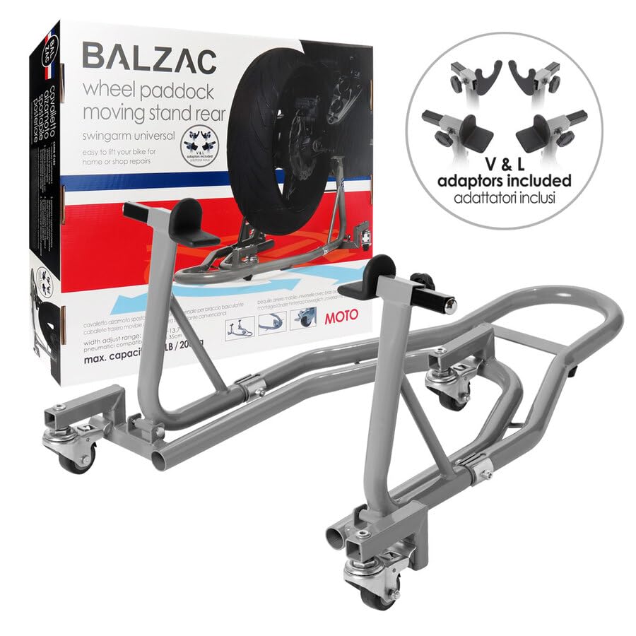 BALZAC Cavalletto Posteriore Moto Universale con Supporti a V e L | Ideale per Manutenzione e Riparazioni | Portata 200kg