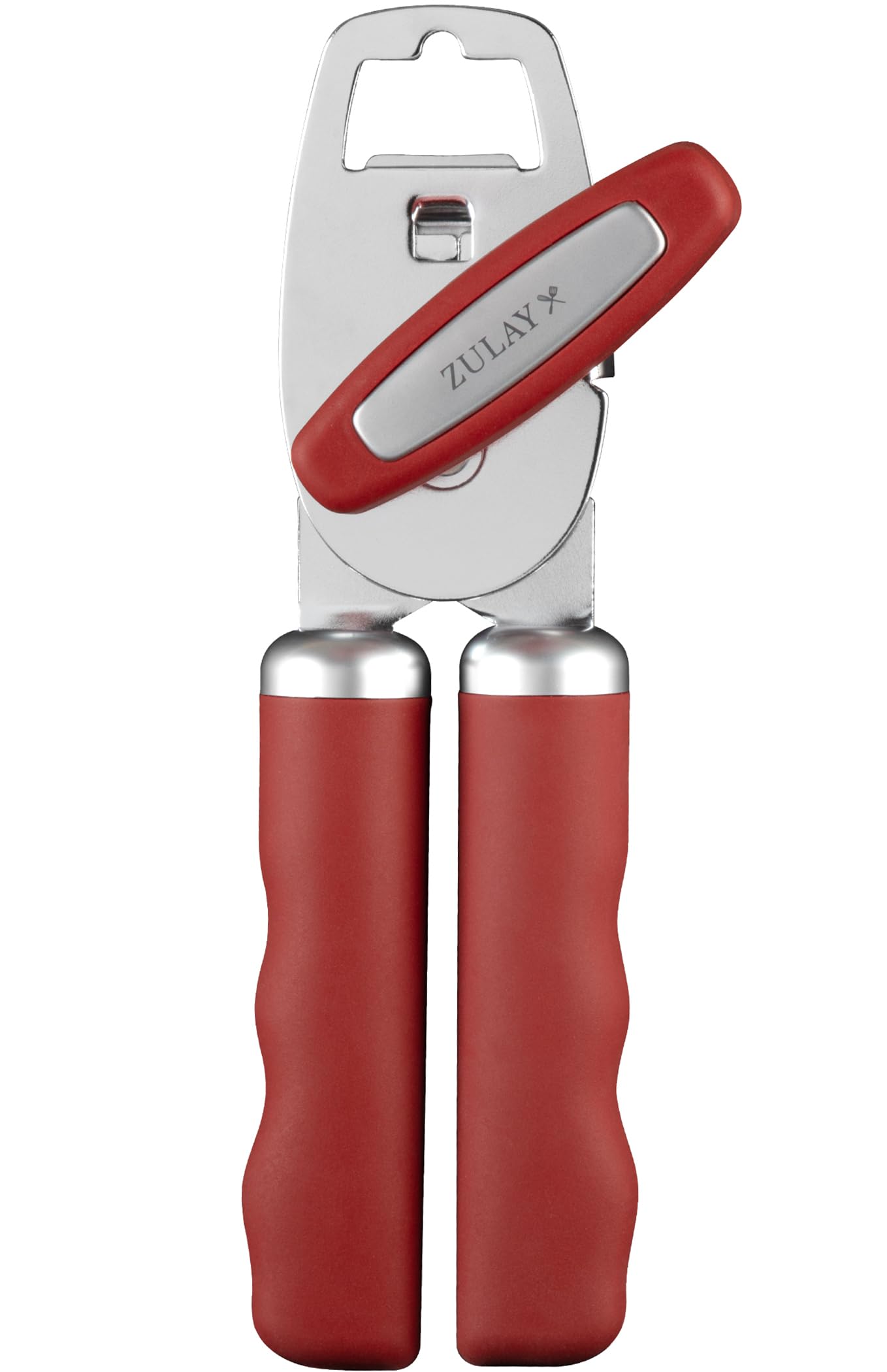 Zulay Kitchen Manual Can Opener Heavy Duty Patented Stainless Steel, Red