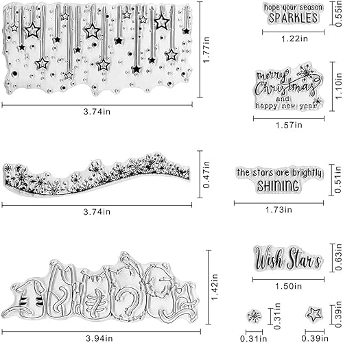 Miniatura 2 de Sellos transparentes de Feliz Año Nuevo, diseño de copos de nieve de cinco gatos, estrellas, sentimientos, palabras, sellos de goma transparente