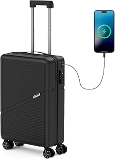 FOGFLY 20-Inch Airline-Approved Hardside Carry-On with Spinner Wheels, TSA Lock & USB Charging