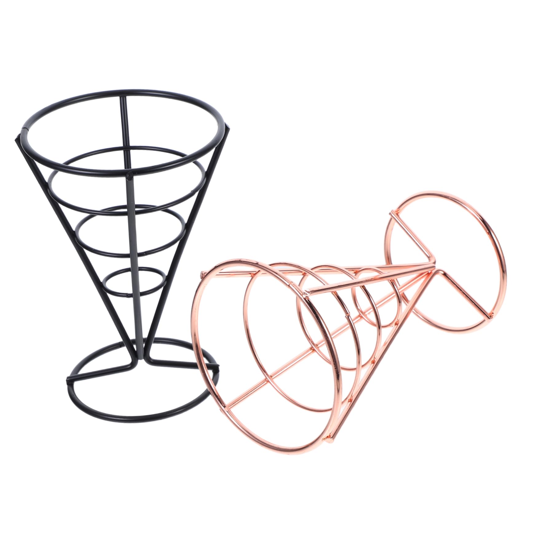 OFFSCH 2pcs Stainless Steel French Fries Cone Holder Creative Snack Serving Basket for Appetizers Food Display Stand for Fried Food and Onion Rings