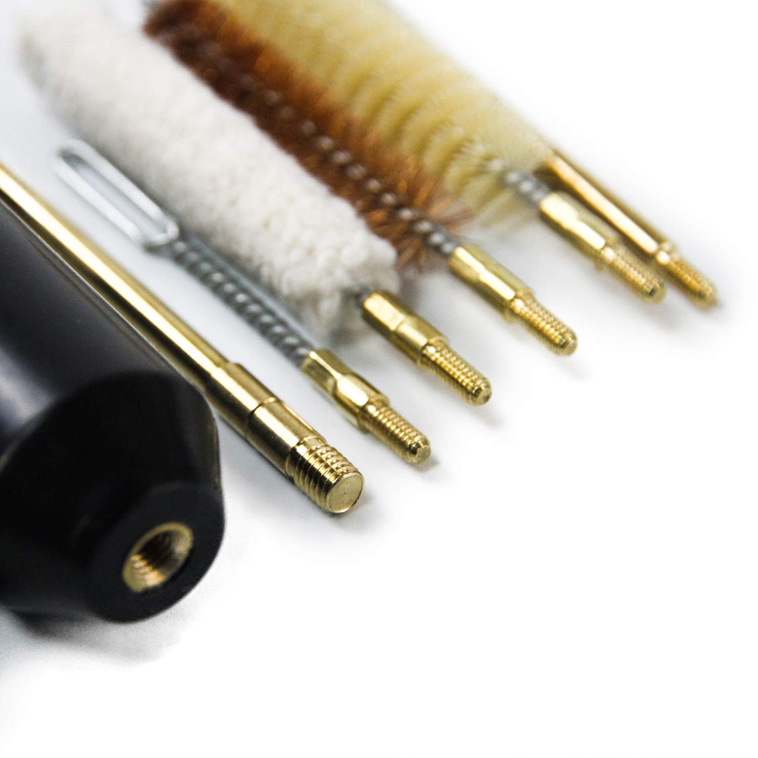 GUGULUZA, set per la pulizia delle pistole, composto da 7 utensili, adatto per calibro 38, 357 e 9 mm, in formato tascabile