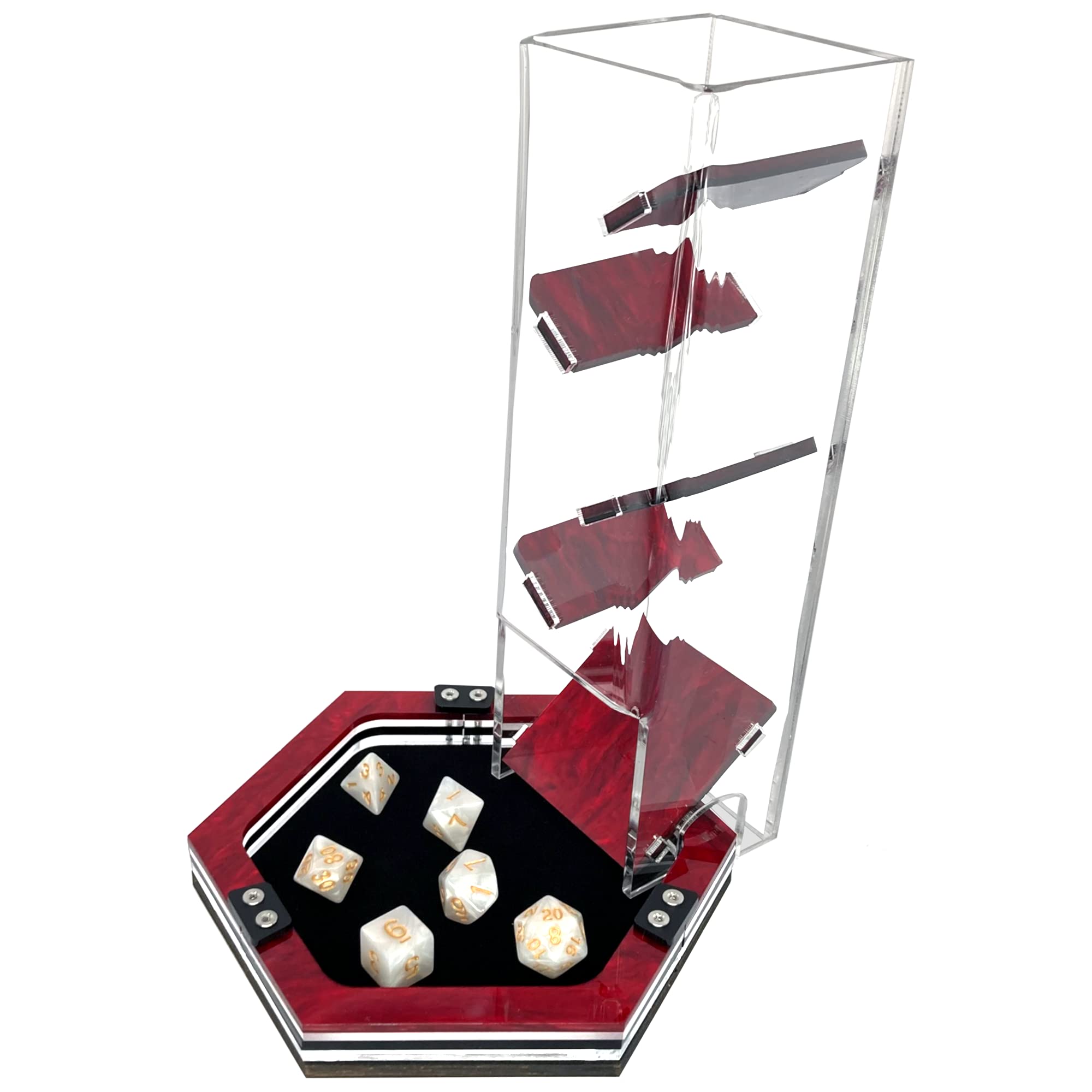 C4Labs Colour Lux Mini Hexagon Dice Tray and Dice Tower (Symphony Red - Dice Tray and Dice Tower Com
