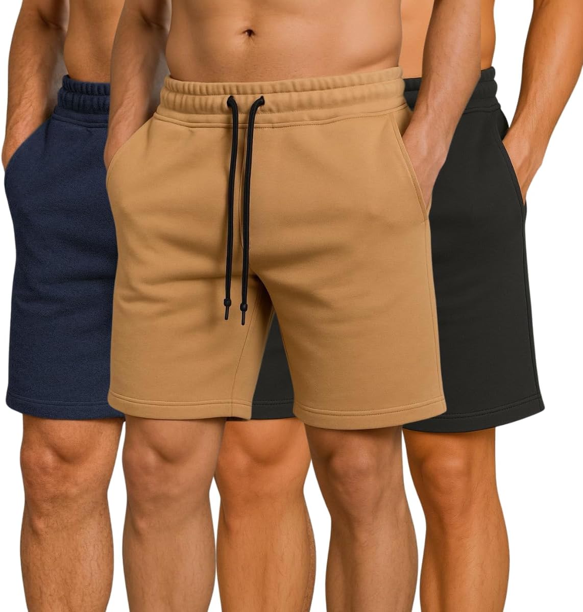 Kit 3 Bermuda Short Moletom Masculino Básica Casual Treino