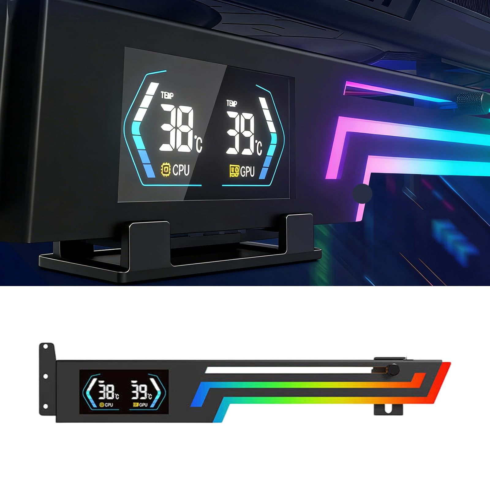 Supporto per Scheda Video GPU RGB con Lettura Digitale della Temperatura e Installazione Senza Attrezzi per staffe Supporto GPU per Case