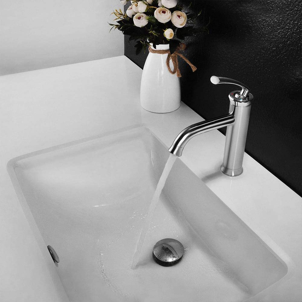 Grifos de Cocina Grifo (Agua) Grifo ； Grifo ； Grifo Todo de Cobre Grifo Monomando Corto para Lavabo Baño Mueble de baño Agua fría y Caliente Lavabo de un Solo Orificio (Extensor)