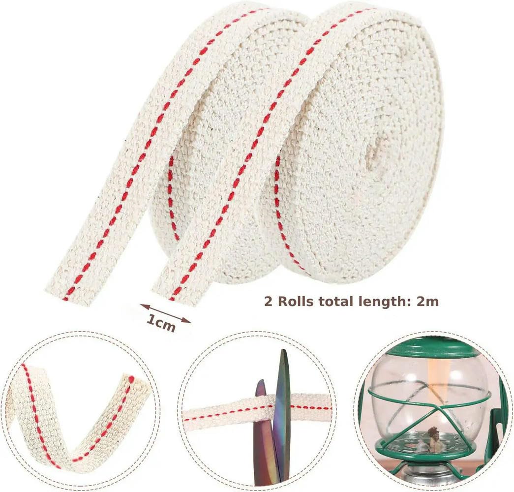 Wymień mocny knot z bawełny 2 szt. białych bawełnianych knotów naftowych 0,8-2 cm x m(1cm X 2m)