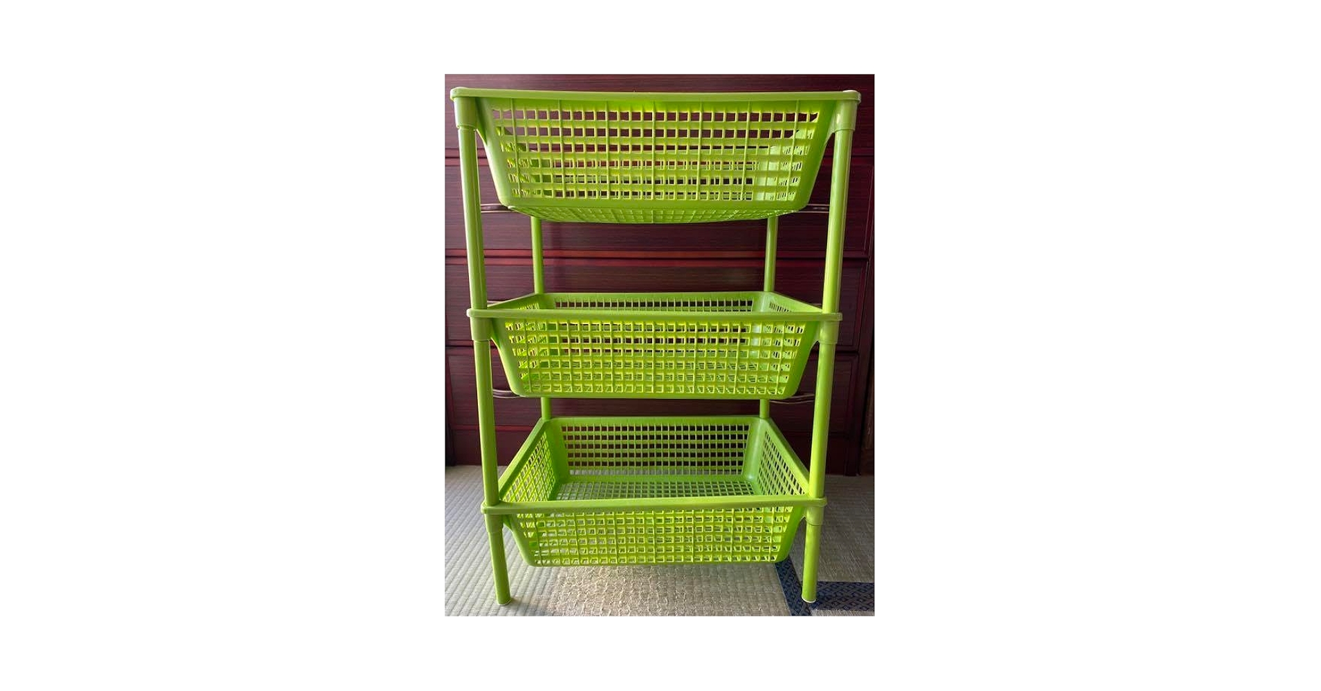 3段ラック プラスチック グリーン 昭和レトロ