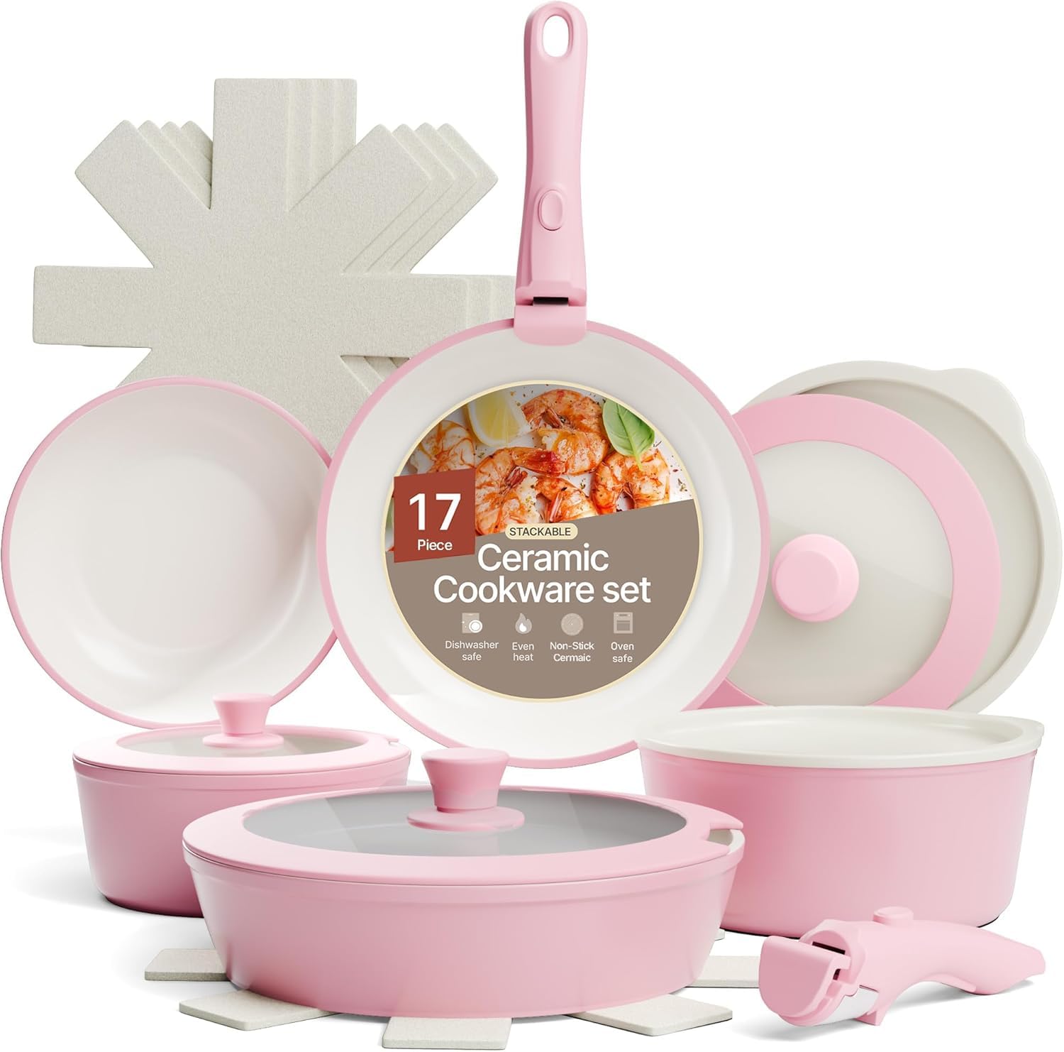 Bakken 17-Piece Ceramic Coated Aluminum Cookware Set