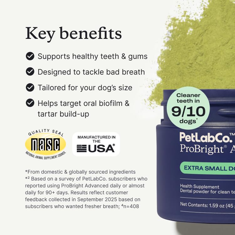 PetLab Co. ProBright Advanced Dental Powder - Dog Breath Freshener - Teeth Cleaning Made Easy – Targets Tartar & Bad Breath - Packaging May Vary - Formulated for Extra Small Dogs - image 2