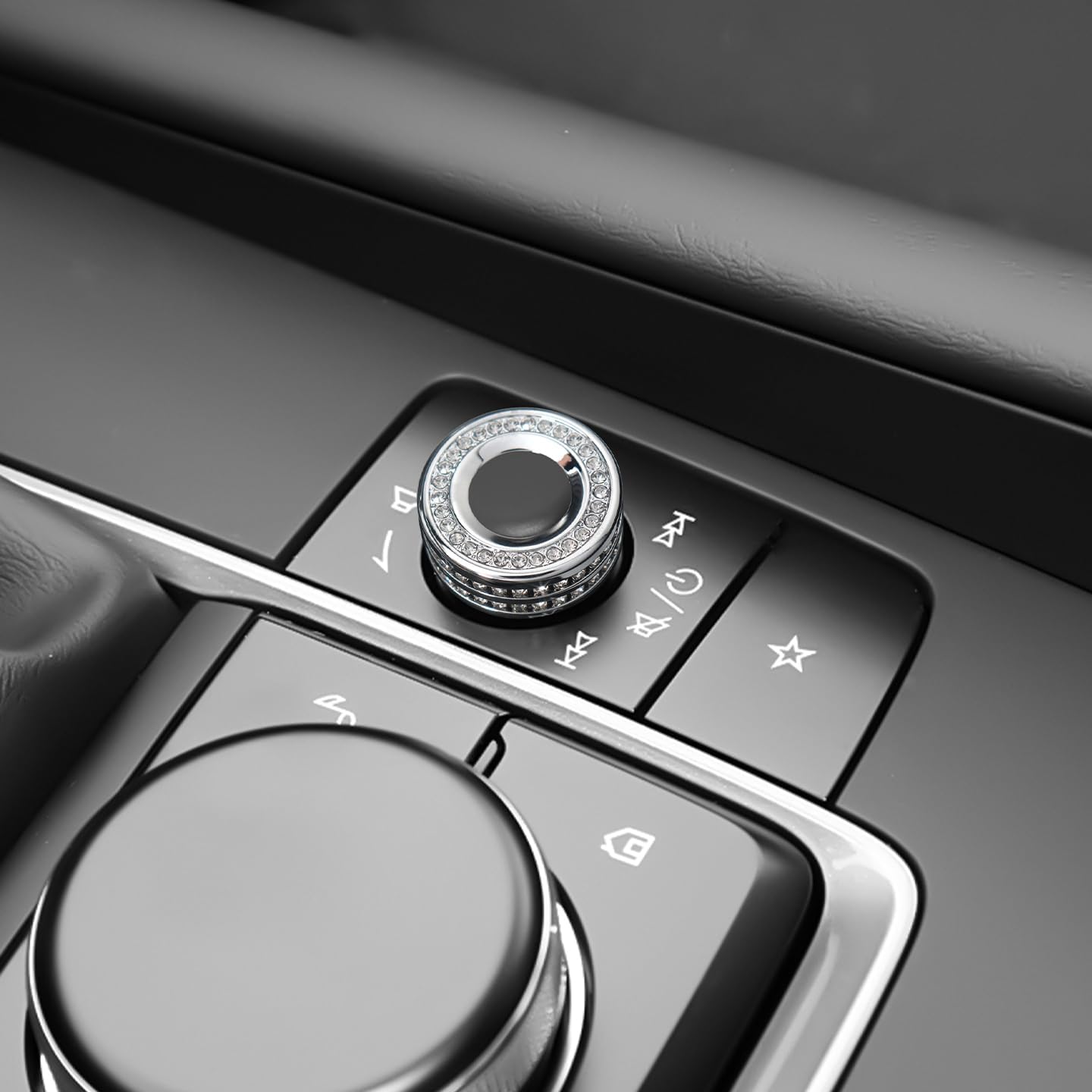for Mazda CX-5 Car Interior Crystal Decor - Zinc Alloy with Hand-Inlaid Czech Preciosa Crystals, Luxury Accessories (Gold, CX5 AC Control Knob)