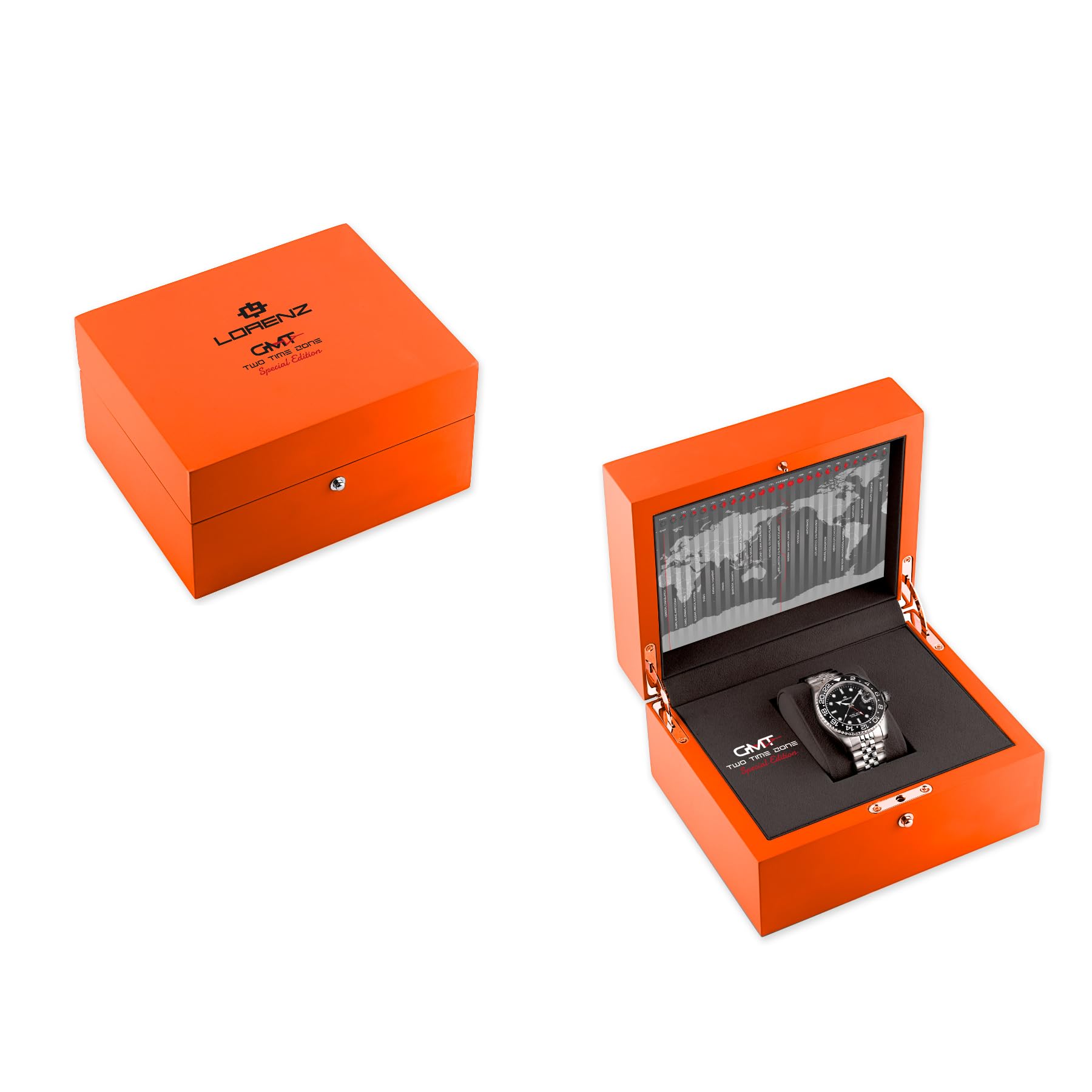 Lorenz Gmt Two Tone 030257EE Special Edition - Orologio da Uomo Automatico GMT - Orologio con Cinturino in Acciaio Inossidabile - Subacqueo professionale fino a 200 metri