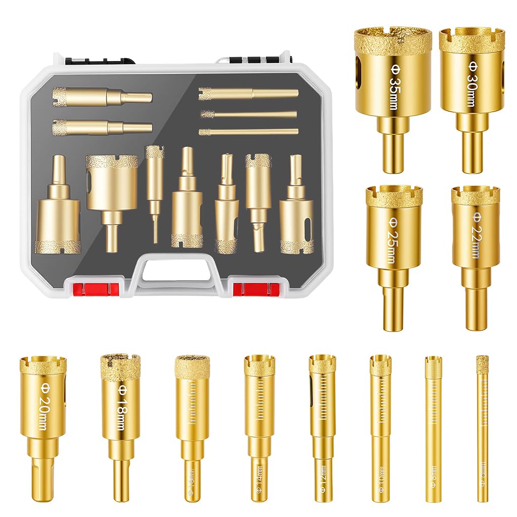 Serplex® Set of 12Pcs Diamond Drill Bit Hole Saw Kit for Ceramic & Tile, Multi-Size Diamond-Coated Hole Saw Set for Glass, Marble & Porcelain, Precision Cutting Bits with Storage Case-image-13