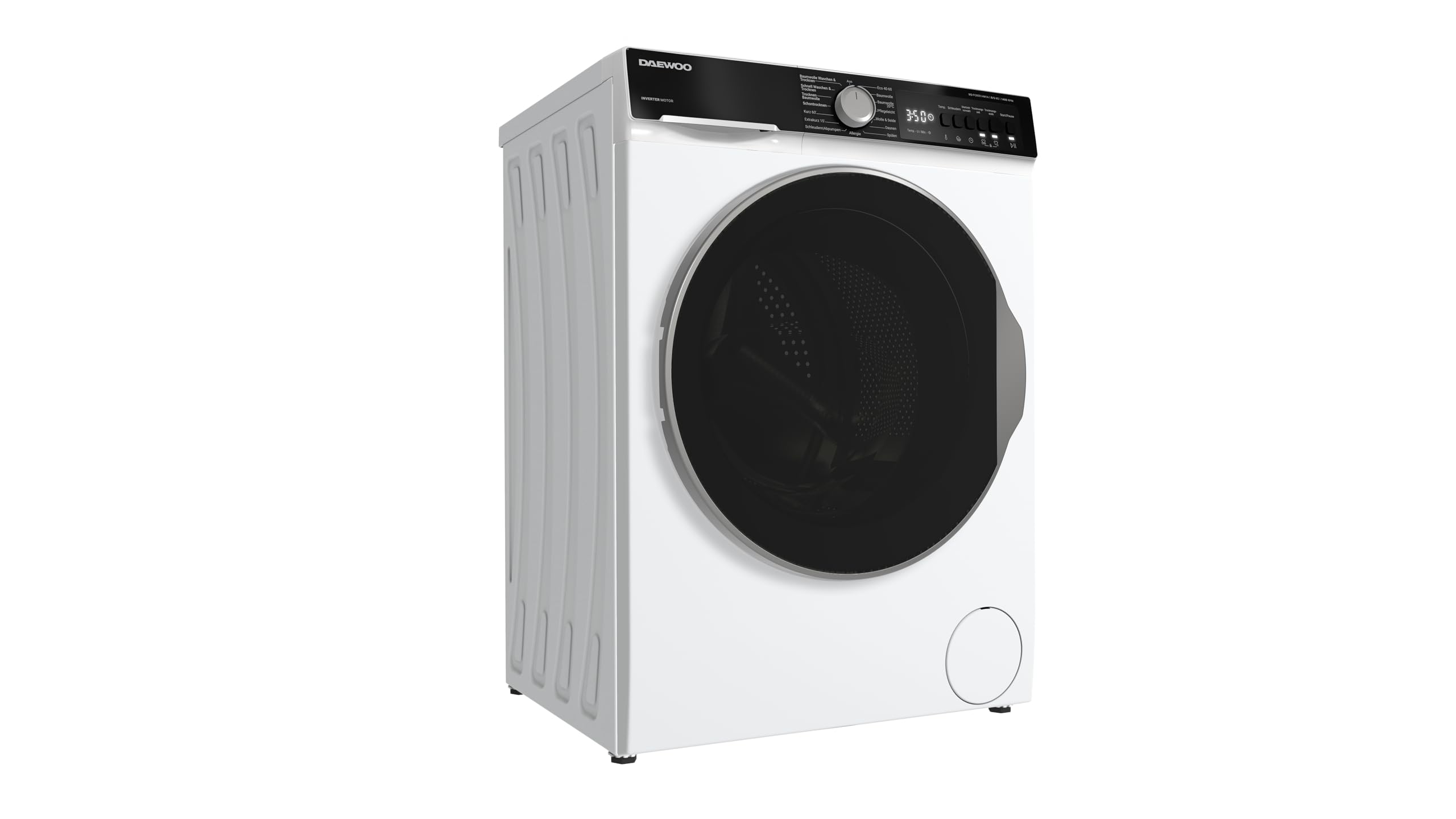 Daewoo WD-FC85514W1A-DE Waschtrockner, 8 kg Waschen, 5 kg Trocknen, 1400 U/min, Energieeffizienzklasse A, Inverter Motor, AquaStop, Weiß