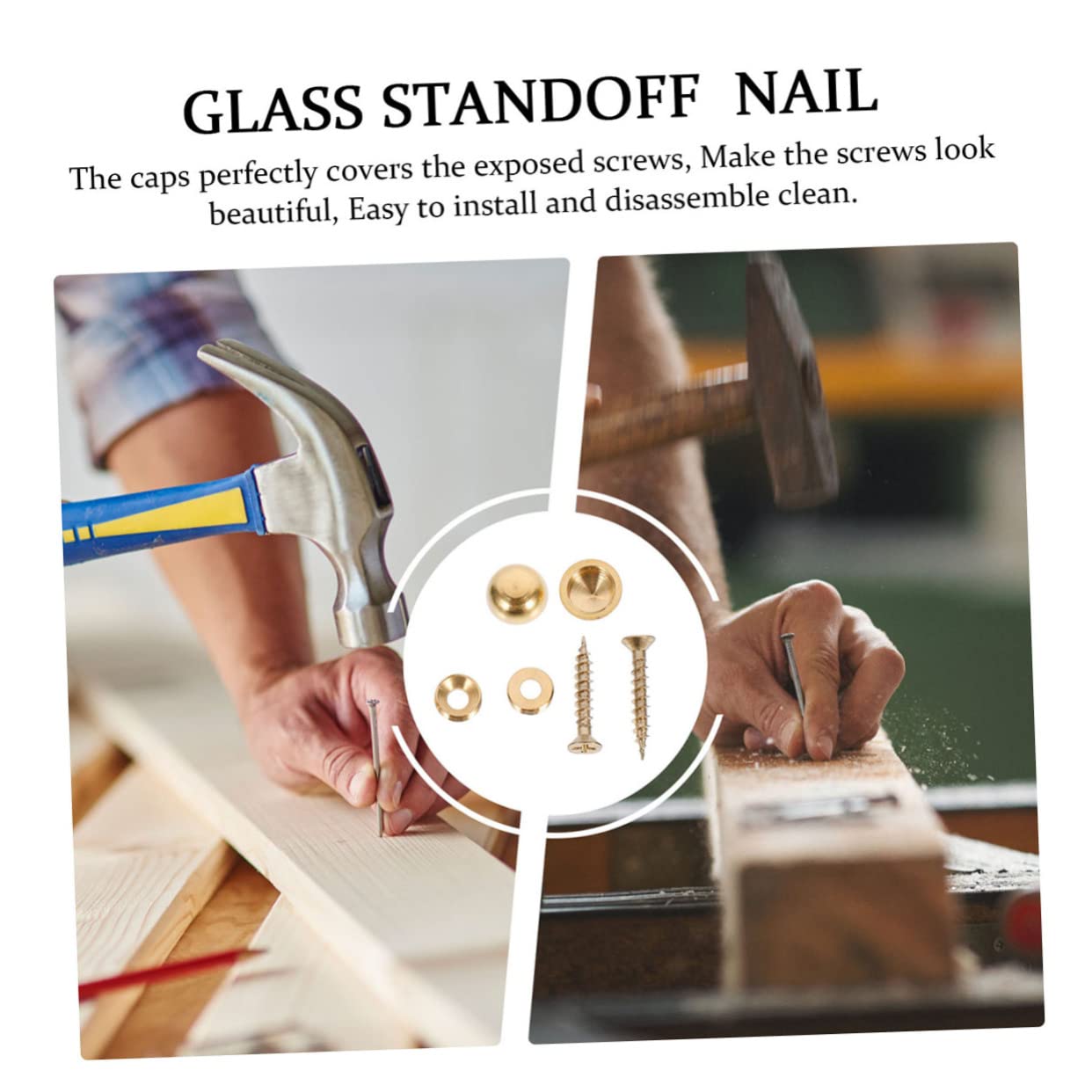 HOMOCONO 16 Pack of Thickened Copper Nails Flat Screw Nails for Advertising Boards Glass Decor