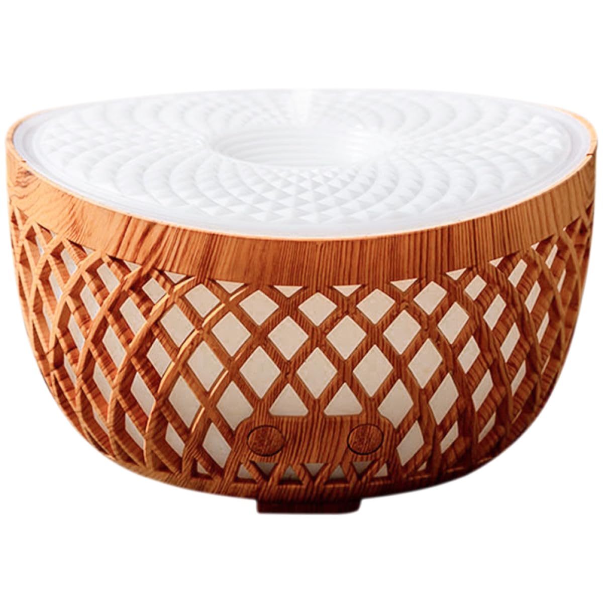 Housoutil Difusor de Aroma Inalámbrico de 320ml para Escritorio Diseño Decorativo de Madera, Humidificador Práctico y Luz Nocturna para Ambiente en Casa U Oficina