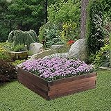 Outsunny Huerto Urbano Jardinera de Madera Maciza de Abeto Cama de Plantación de Jardín para Cultivo Plantas Flores Hierbas 80x80x22,5 cm Marrón