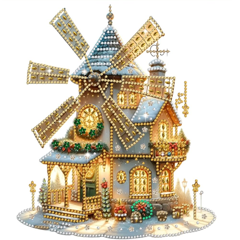 Syntego Multi 5D Diy Windmill Wall Art Diamond Painting Craft Kit | Crystal Rhinestone Embroidery Acrylic Table Top & Wall Decor | Creative Craft For Christmas Decoration | Relaxing Art For Holidays