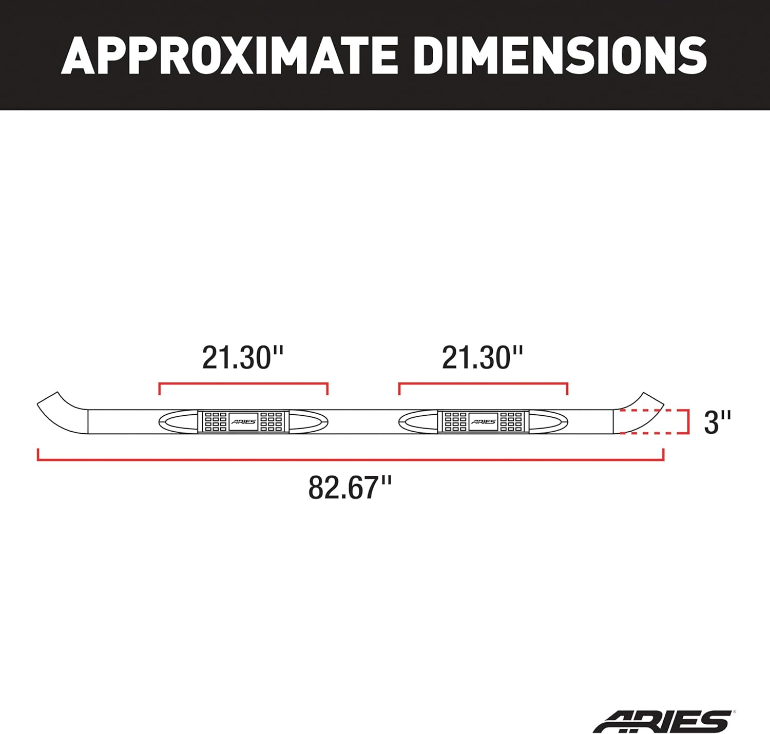 ARIES 203006-2 3-Inch Round Polished Stainless Steel Nerf Bars, No-Drill, Fits Select Ford Excursion, F-250, F-350 Super Duty