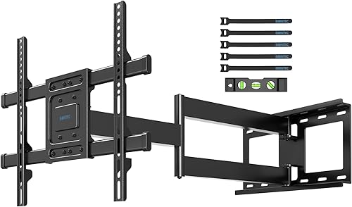 BONTEC Soporte de pared para TV, brazo articulado extra largo para televisores de 32 a 70 pulgadas, movimiento completo, capacidad de 132 libras,