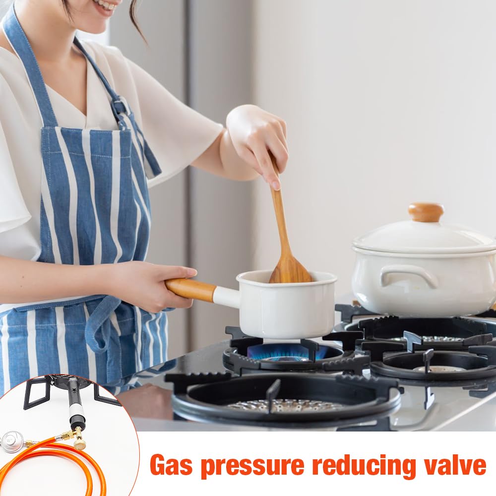 Réducteur de Pression de gaz 50mbar, Régulateur de Pression de gaz en kit avec Tuyau de gaz de 150cm de Long,pour réchaud à gaz, barbecues à gaz ou barbecues à Paella