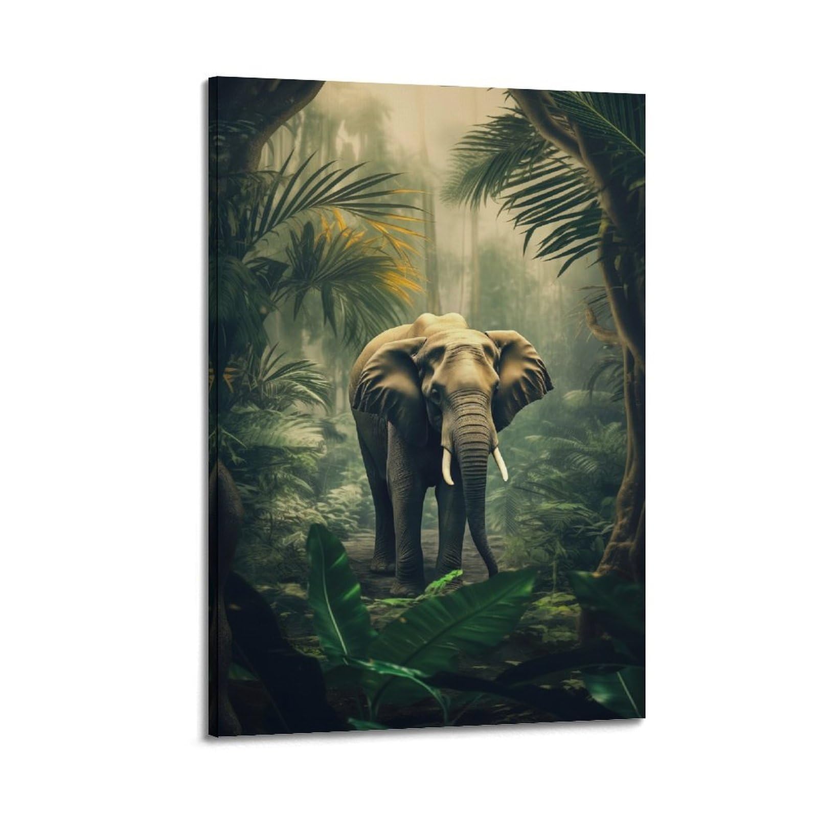WZKTCL Animal Poster Rainforest Elephant Walk Poster Decorative Painting Canvas Wall Posters And Art Picture Print Modern Family Bedroom Decor Posters 20x30inch(50x75cm)