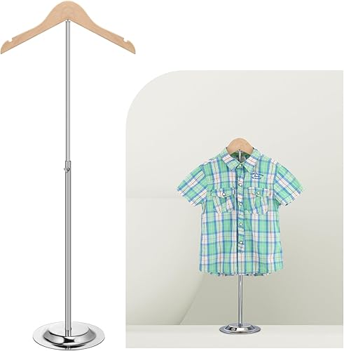 Soaoo Pantalla de camiseta ajustable Soporte flexible de hombro portátil para colgar camisas, percha de metal negro para ropa, proveedor minorista,