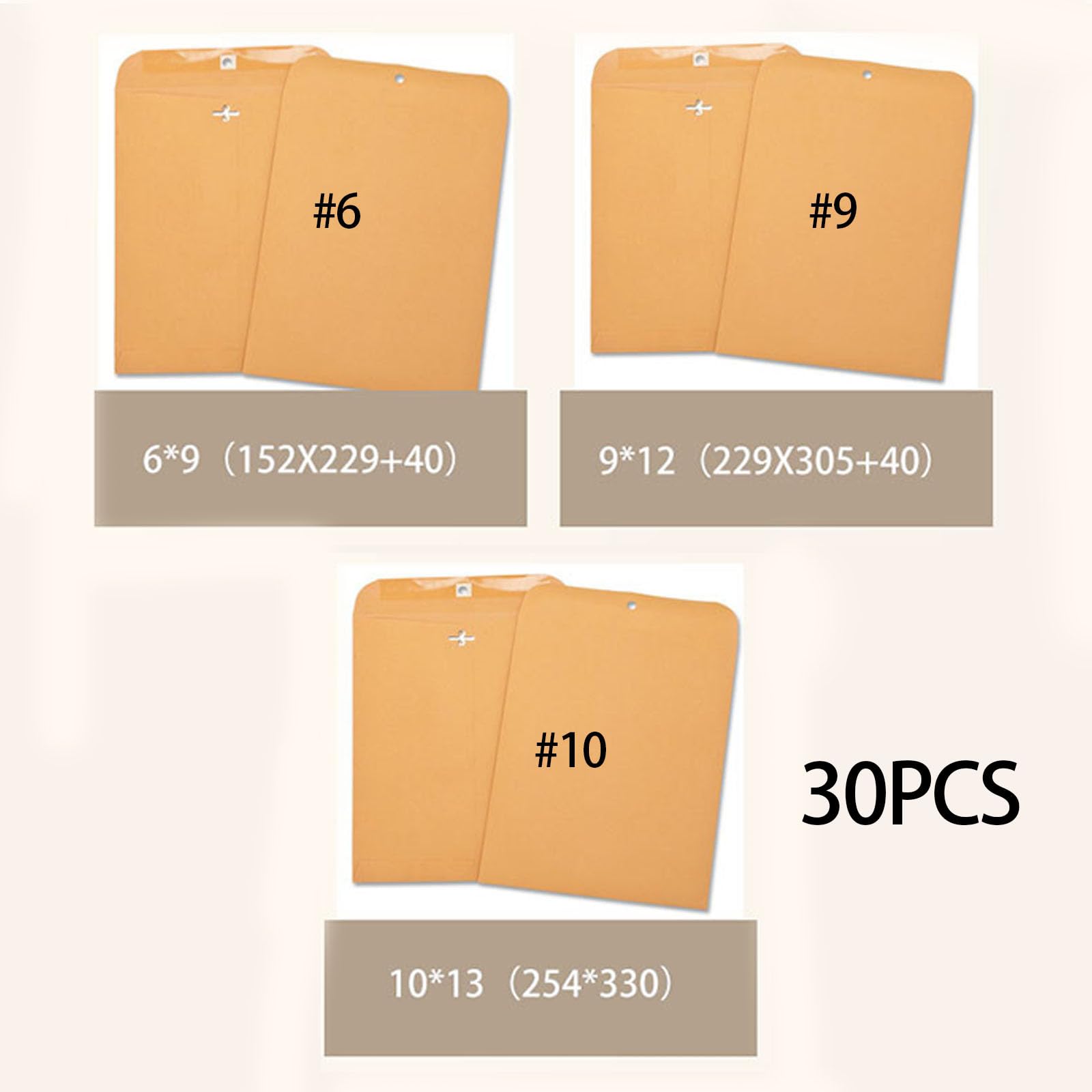 Lot de 30 enveloppes pour documents avec fermeture en métal, enveloppes, organiseurs de fichiers, pochettes pour documents financiers, reçus, rangement photo, enveloppes de bureau professionnelles