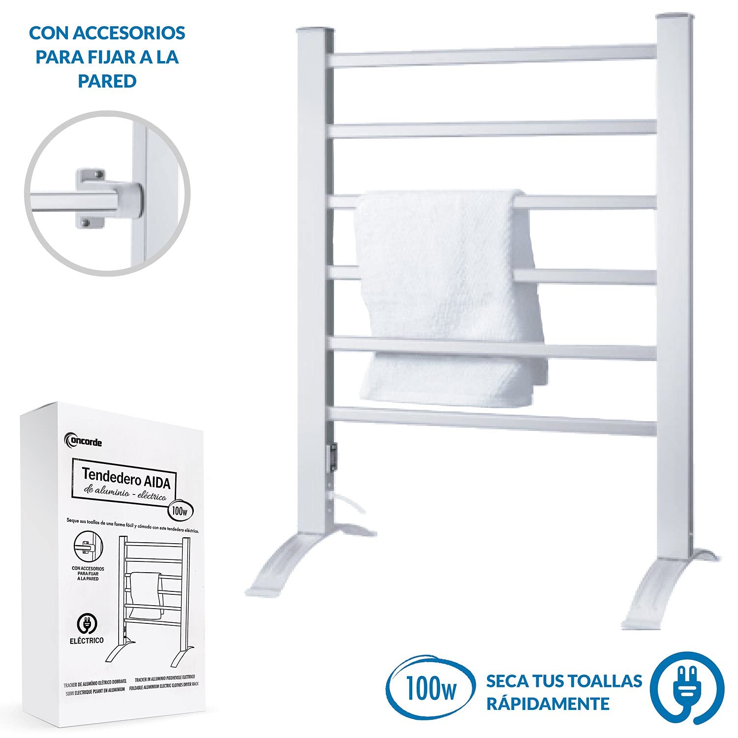 REPLOOD Stendino Elettrico a Termosifone 100W da Muro e Appoggio in Alluminio 90x53x35.5