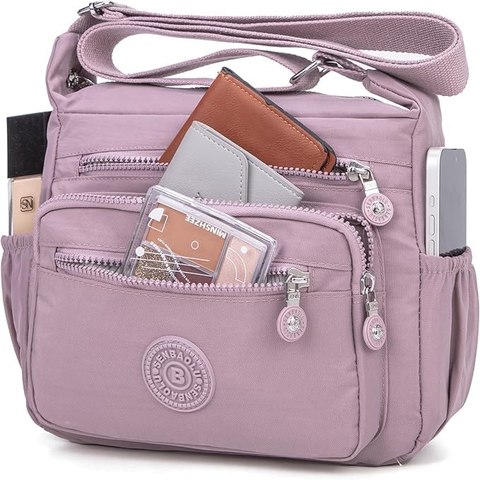 Image of Women Crossbody Bag Waterproof Nylon Multi-layer Crossbody Bag Casual Satchel Bag Shoulder Bag Messenger Bag Travel Bag Day Pack