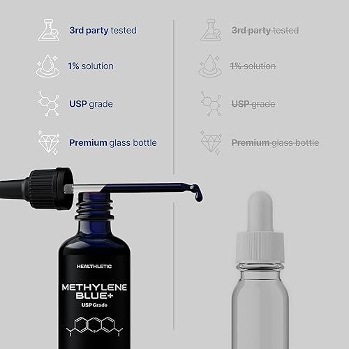Miniatura 5 de Solución de grado USP azul de metileno al 1%, cloruro de metiltioninio líquido con gotero, sin formaldehído, azul de metilo para humanos, función