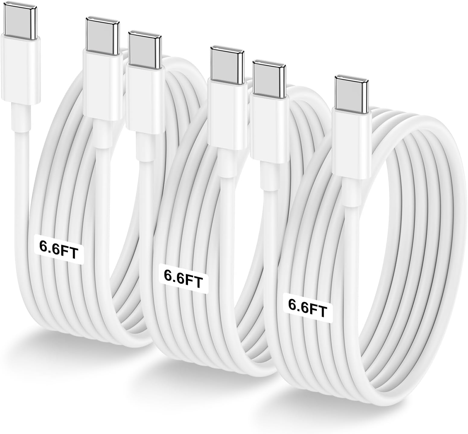 3-Pack 6.6FT 60W USB C to USB C Cable, Type C to Type C Cable,Fast Charging Cable for iPhone Air 17 16e 16 15 Pro Plus Pro Max，for Galaxy S25/S24, for iPad Pro/Air/mini, for MacBook Pro/Air and More