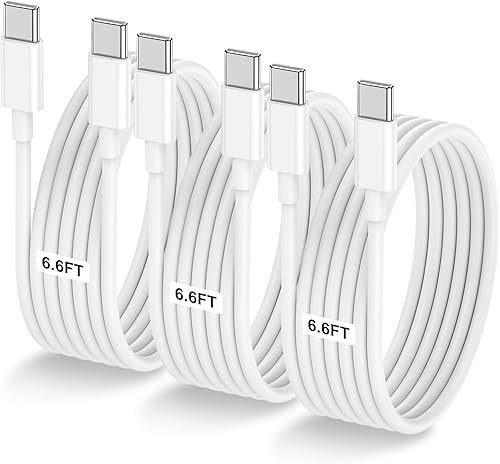 Paquete de 3 cables USB C a USB C de 6.6 pies y 60 W, cable tipo C a tipo C, cable de carga rápida compatible con iPhone 15Plus15 ProPro Max,