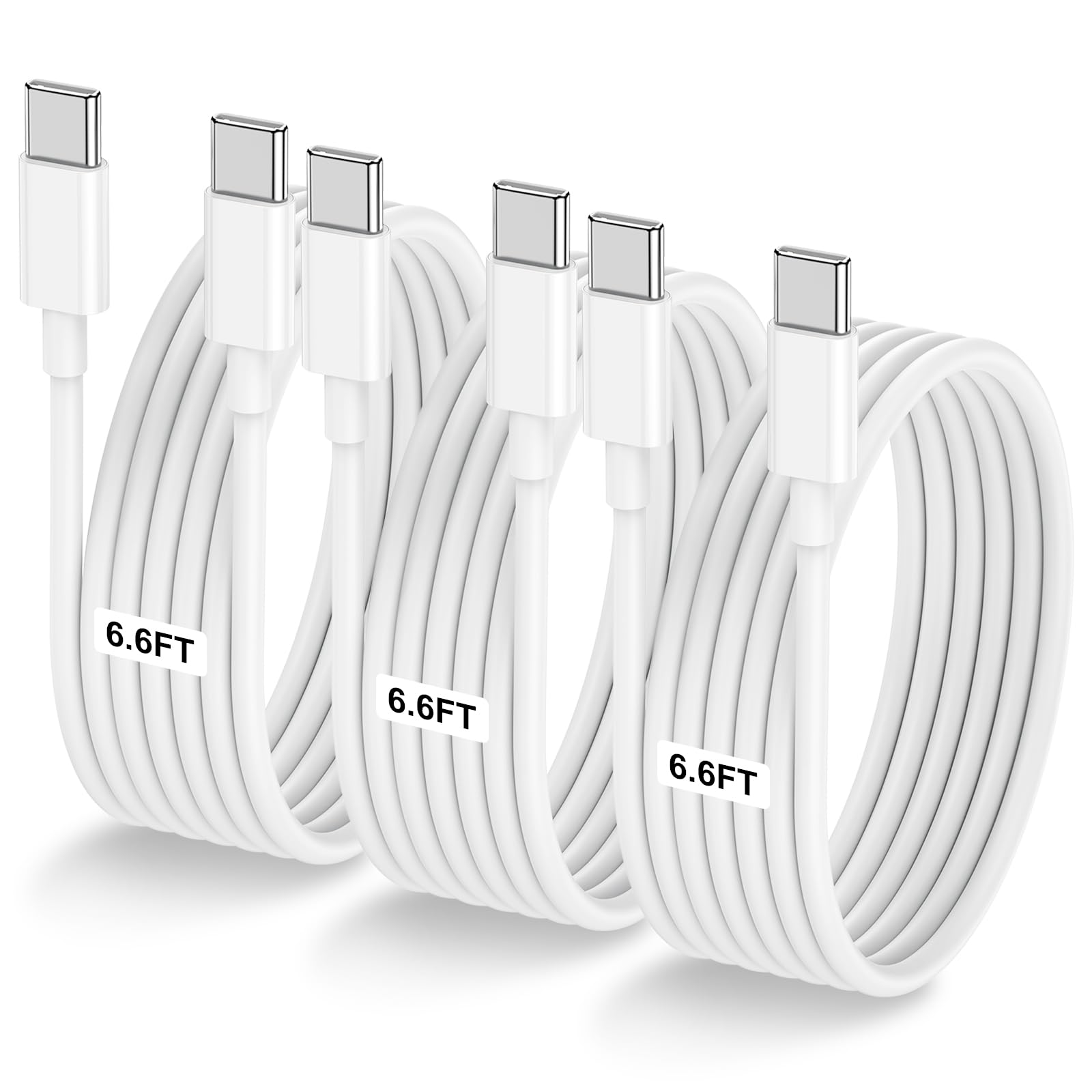 3-Pack 6.6FT 60W USB C to USB C Cable, Type C to Type C Cable,Fast Charging Cable for iPhone Air 17 16e 16 15 Pro Plus Pro Max，for Galaxy S25/S24, for