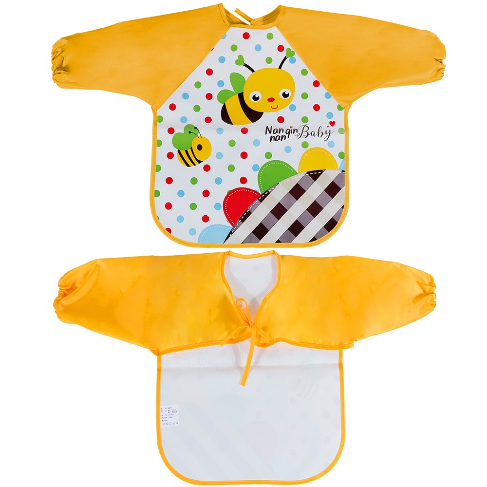 Lictin Set di 3 bavaglino a manica lunga bavaglino impermeabile (Multicolore)