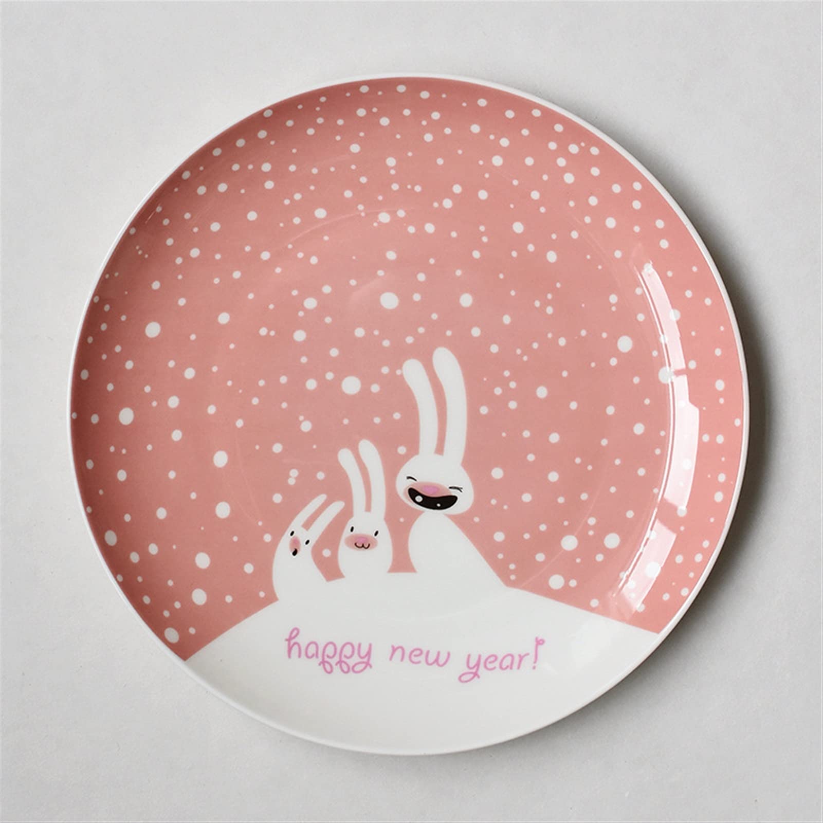 Talerz obiadowy Świąteczny talerz z porcelany kostnej kreskówkowym bałwanem, ręcznie rysowany stek, owoce, przekąska, 8 cali, ceramiczny, prezent na przyjęcie noworoczne(B)