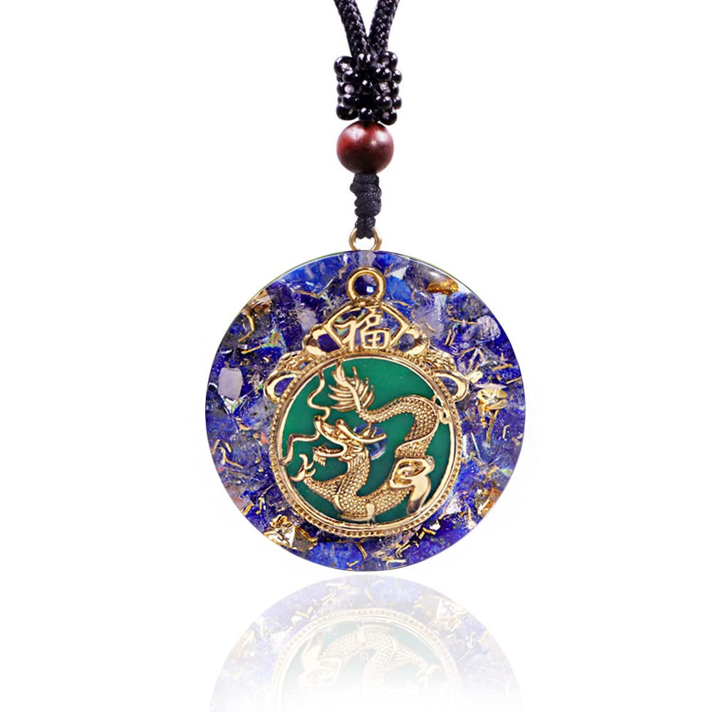 Da Piao LiangOrgonite Pendant Lapis Lazuli Energy Necklace Healing Crystal Dragon Pendant For Men And Women Amulet Jewelry
