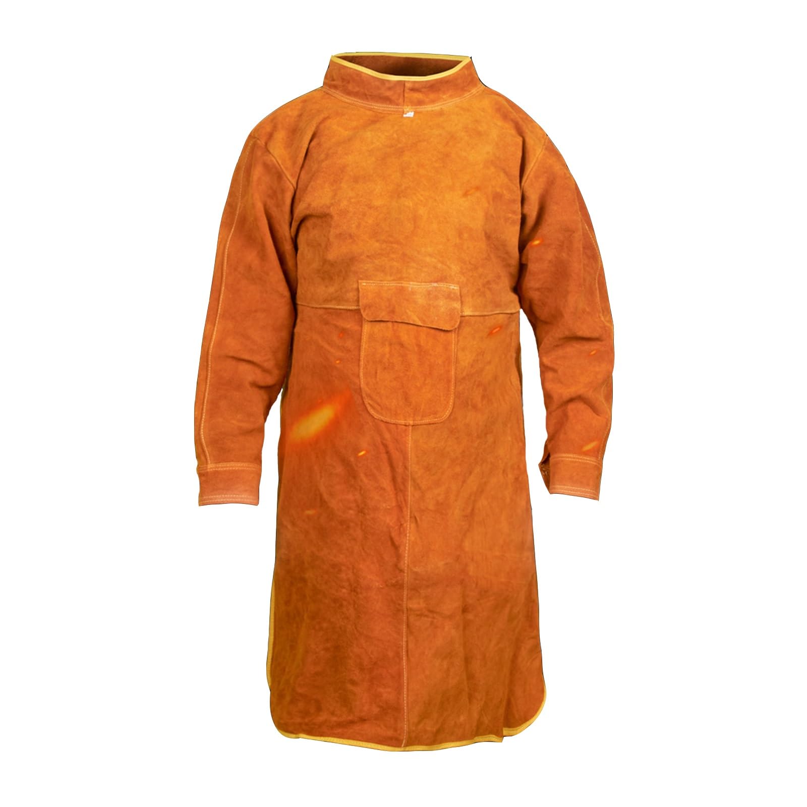 FaroLy Delantal de Soldador de Cuero con Manga, Calor Resistente a la Llama Weld Coat, Chaqueta de Soldadura de Alta Resistencia Abrigo para Hombres Mujeres