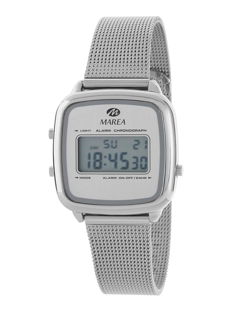 Marea B35363/1 Reloj Mujer - Digital LCD, Plateado, Caja Metal Plateado, Brazalete Acero, 3 ATM