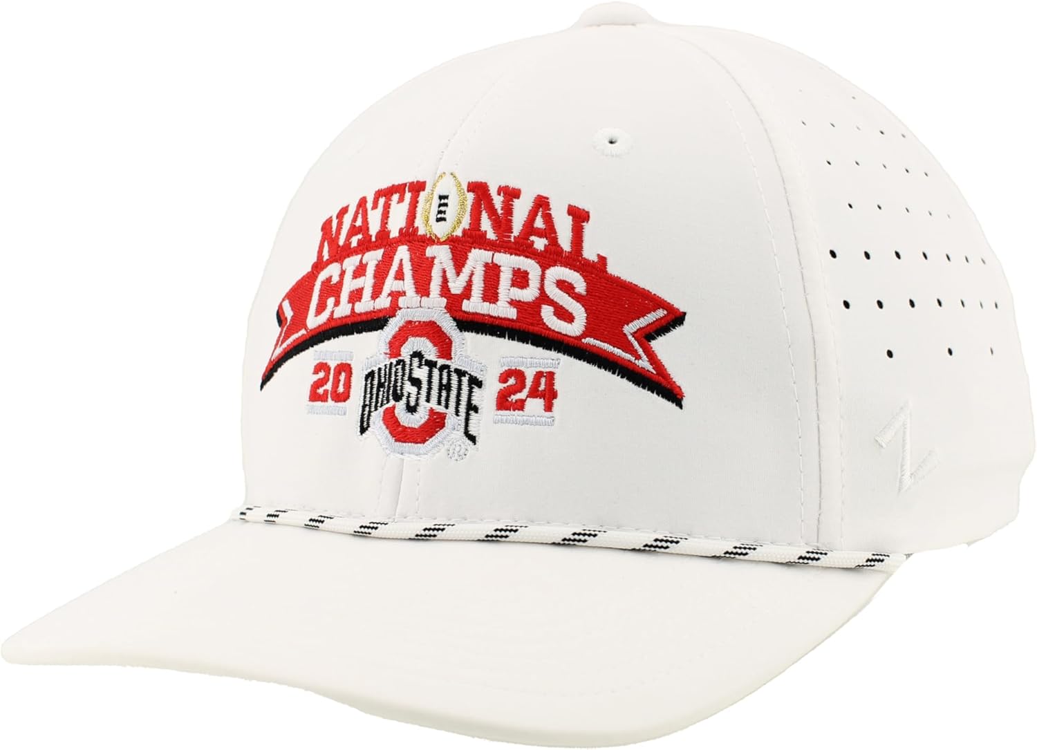 Ohio State Buckeyes National Champs 2024 Football Rope Hat White Officially Licensed