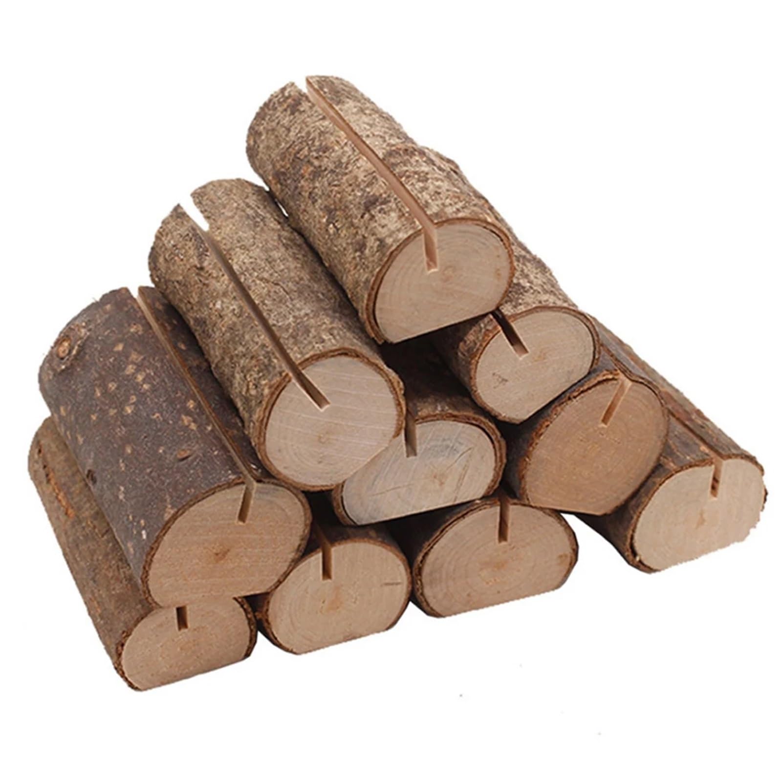 Gwyzax Table Number Holders 50pcs Wooden Name Place Card Holder Stand Table Menu Wood Photos Natural Folder Rustic Clips Party Wedding Desktop Decor