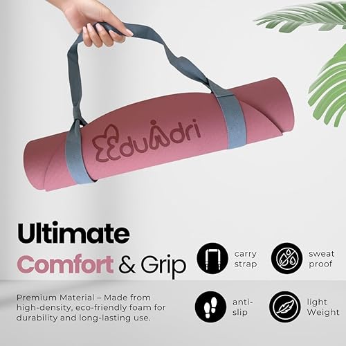 Miniatura 3 de Esterilla de yoga extra gruesa de alta calidad con correa de 0.236 pulgadas antideslizante, ecológica, TPE de alta densidad, ideal para el hogar,