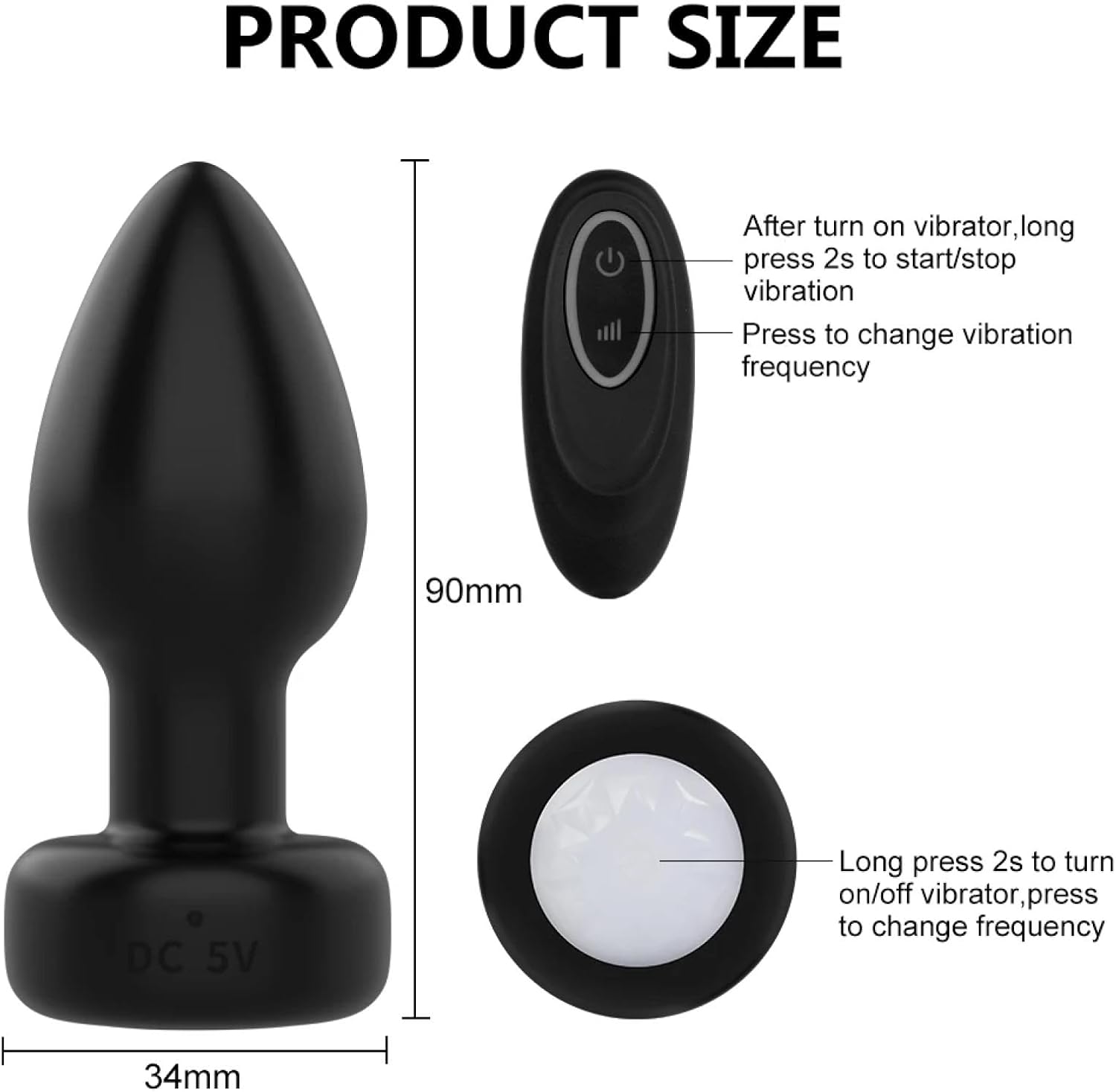 Anal Butt Plug Remote Control Anal Plug Vibrator LED Lights Vibrating Butt Plug Sex Machine Masturbator Adult Sex Toys for Men Women Gay