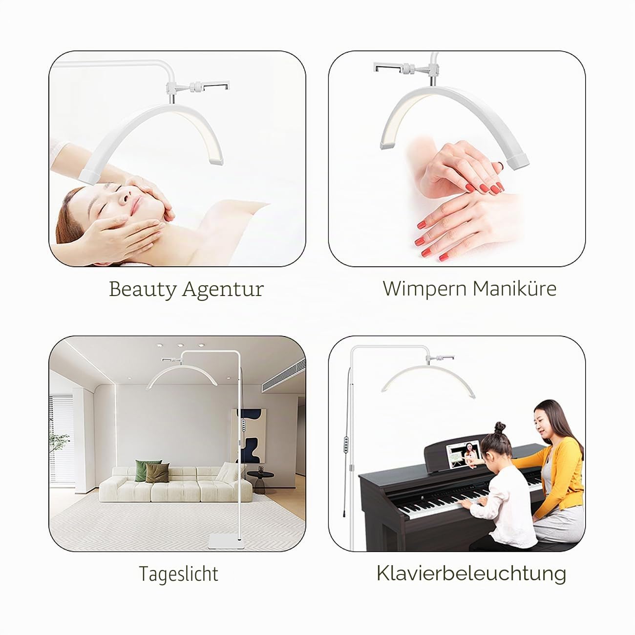 ayex LED Beauty Lampe 24 Zoll Standleuchte für Studio & Kosmetik weiß M6X